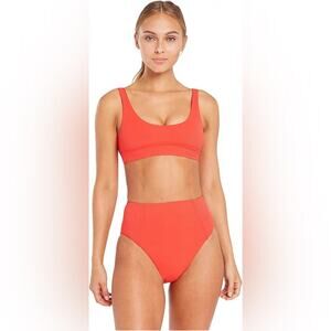 Vitamin A Sienna High Waist Ribbed Swim Bottom in Red Size Small / 6